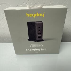 4 Port Charging Hub Vertical 2 USB-C Ports 2 USB-A Port W/stand Black HeyDay New